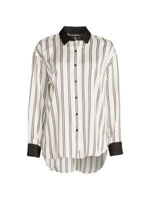 商品Karl Lagerfeld Paris|Striped High Low Shirt,价格¥239,第3张图片详细描述