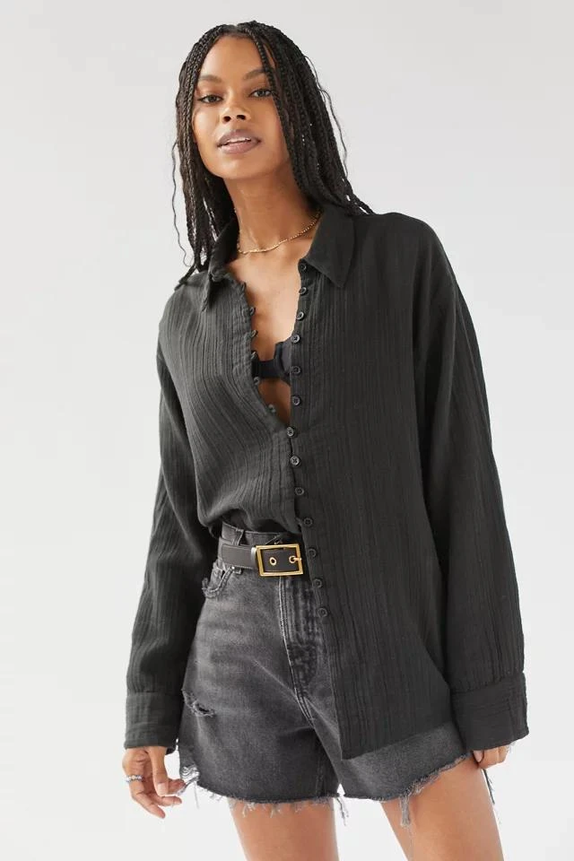 商品Urban Outfitters|UO Addison Button-Front Blouse,价格¥234,第4张图片详细描述