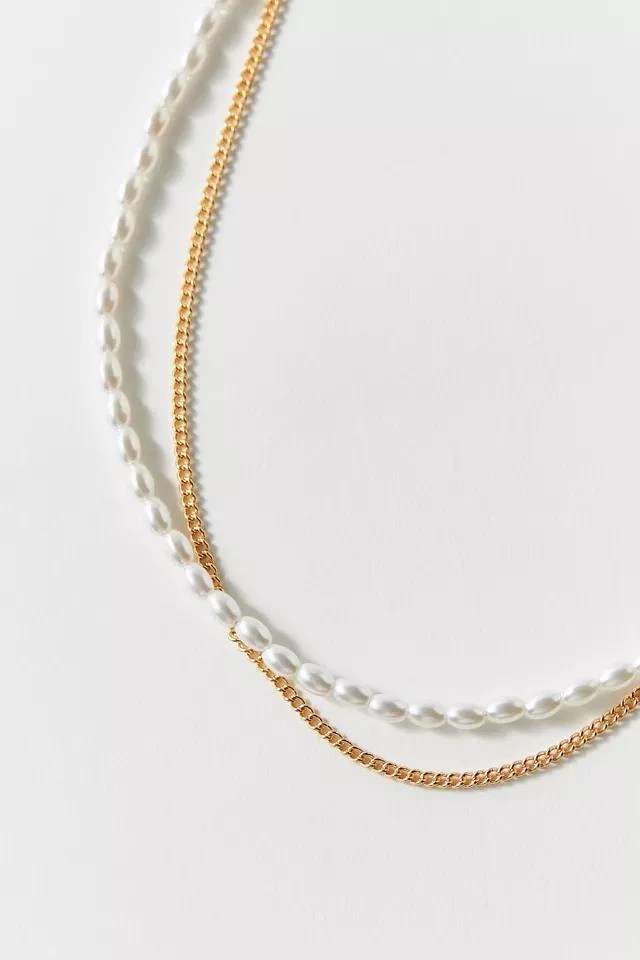 商品Urban Outfitters|Pearl And Chain Layered Choker Necklace,价格¥78,第2张图片详细描述