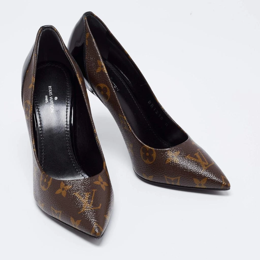 商品[二手商品] Louis Vuitton|Louis Vuitton Brown/Black Monogram Canvas And Patent Leather Cherie Pumps Size 37,价格¥5602,第4张图片详细描述