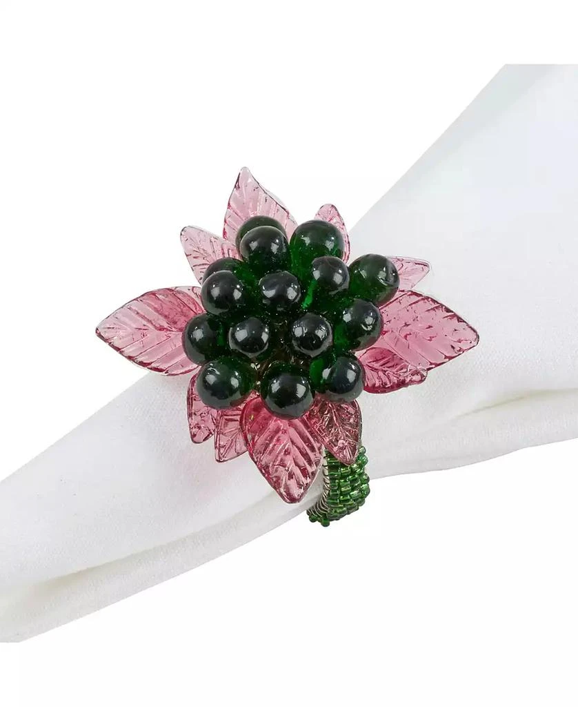 商品Saro Lifestyle|Flower and Leaves Design Beaded Napkin Ring, Set of 4,价格¥133,第4张图片详细描述