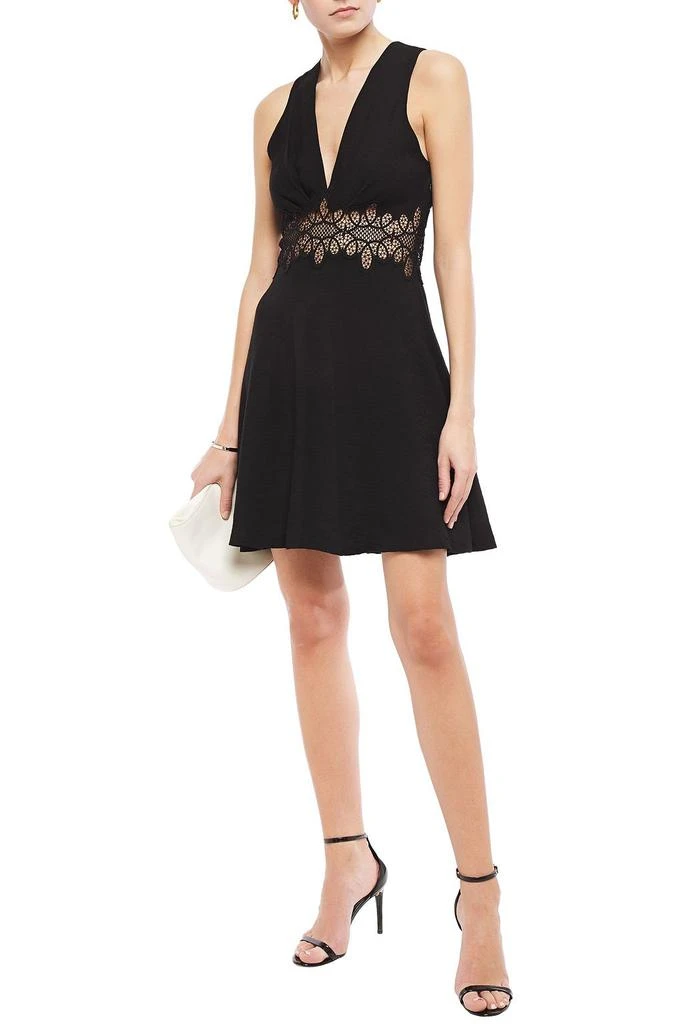 商品Sandro|Elena flared guipure lace-paneled crinkled-crepe mini dress,价格¥669,第2张图片详细描述