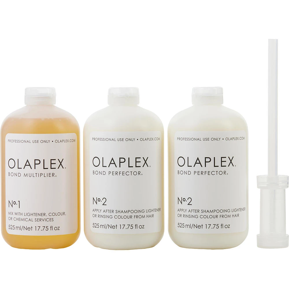 商品Olaplex|OLAPLEX 结构还原修护漂发烫染改善受损发质套装（N°1 525ml+N°2 525ml*2）,价格¥2188,第1张图片