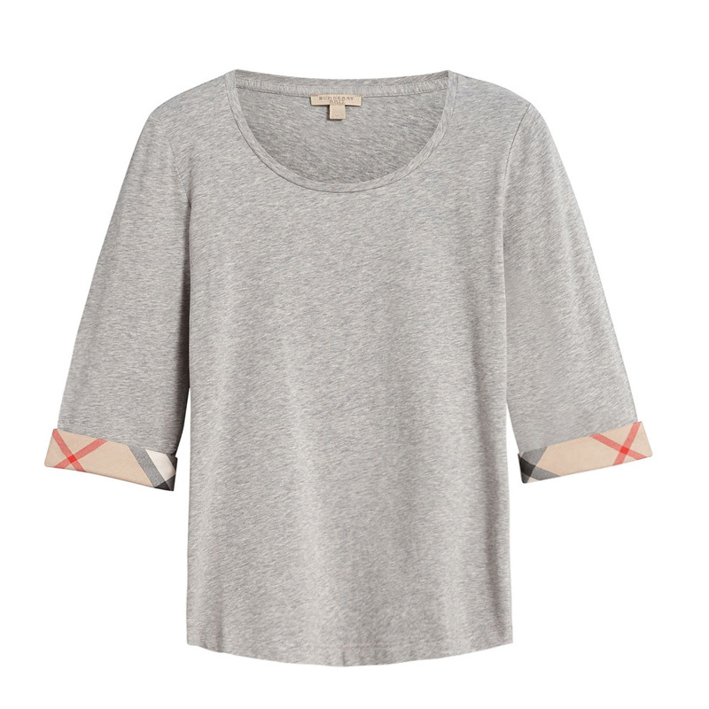 商品Burberry|Burberry 博柏利 女士棉时尚短袖灰色中袖T恤 3886952,价格¥986,第1张图片