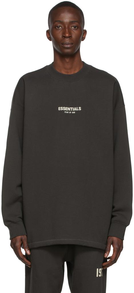 Essentials ess男款长袖圆领卫衣|Black Relaxed Crewneck Sweatshirt
