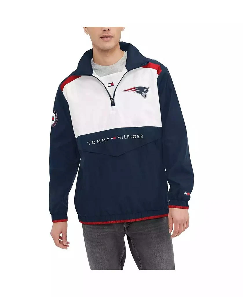 商品Tommy Hilfiger|Men's Navy, White New England Patriots Carter Half-Zip Hooded Top,价格¥838,第1张图片