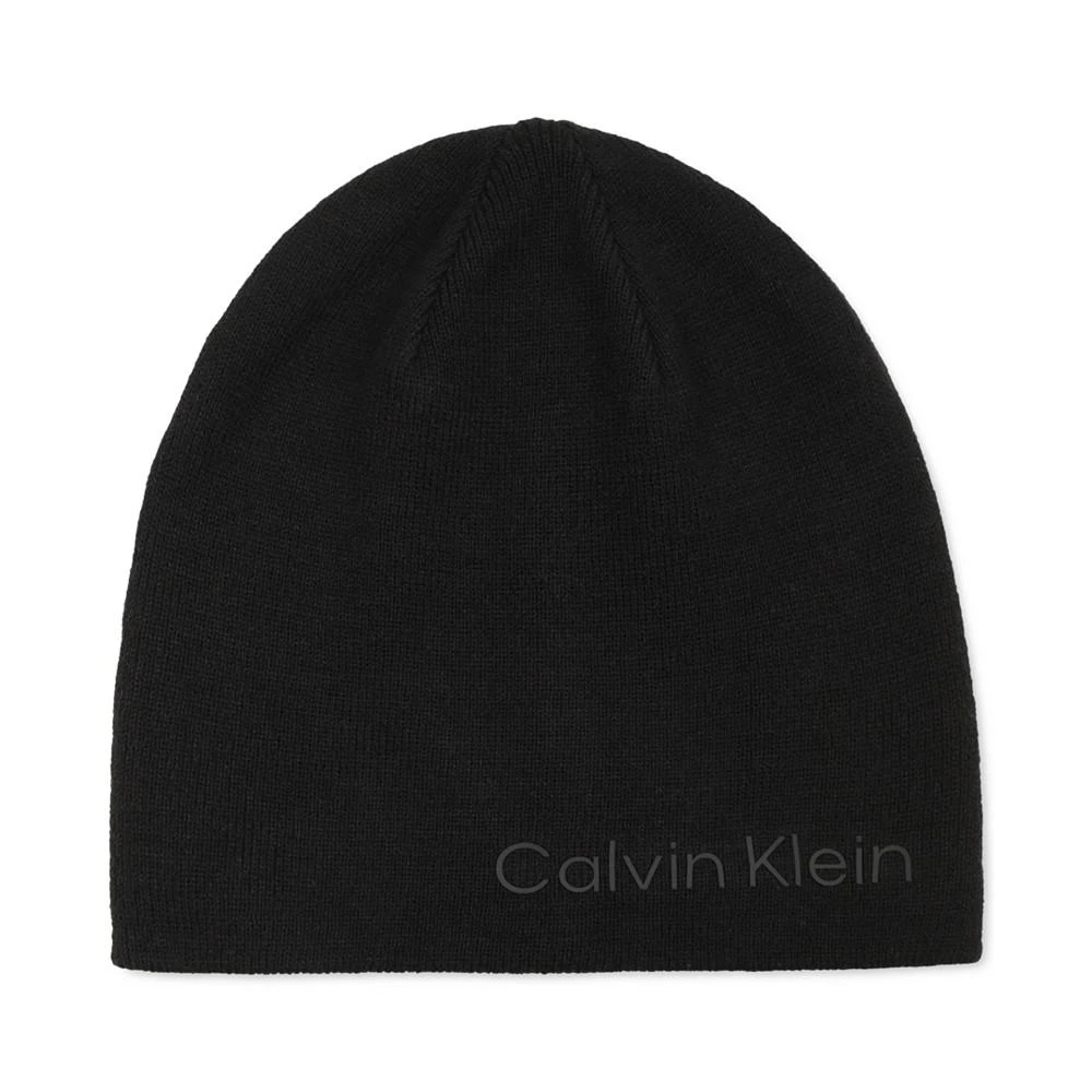 商品Calvin Klein|Men's Tweed Logo 2-In-1 Reversible Beanie,价格¥209,第1张图片