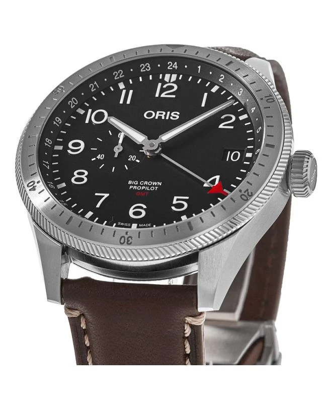商品Oris|Oris Big Crown ProPilot Timer GMT Black Dial Brown Leather Strap Men's Watch 01 748 7756 4064-07 5 22 07LC,价格¥7109,第3张图片详细描述