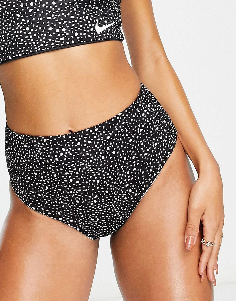 商品NIKE|Nike Swimming reversible high waist cheeky bikini bottoms in black print,价格¥305,第4张图片详细描述
