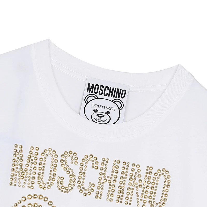 （特价清仓）MOSCHINO/莫斯奇诺 21早秋 女士Teddy Studs弹力针织棉T恤 白色07085540 A1001  商品