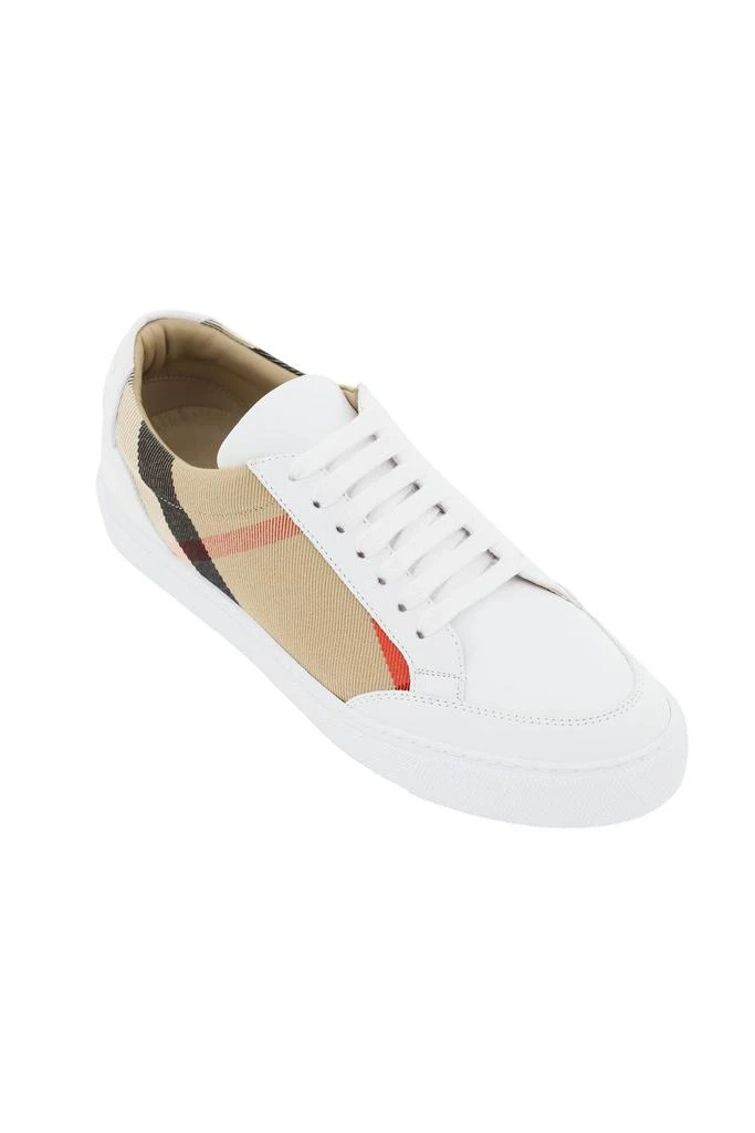 商品Burberry|CHECK FABRIC AND LEATHER SNEAKERS,价格¥2792,第4张图片详细描述