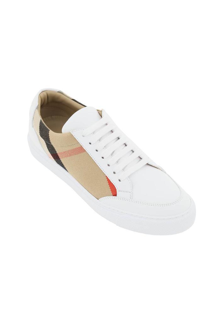 商品Burberry|CHECK FABRIC AND LEATHER SNEAKERS,价格¥2545,第6张图片详细描述