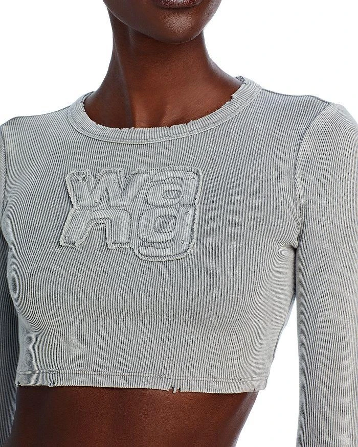 商品Alexander Wang|Distressed Ribbed Long Sleeve Logo Patch Tee,价格¥1460,第4张图片详细描述