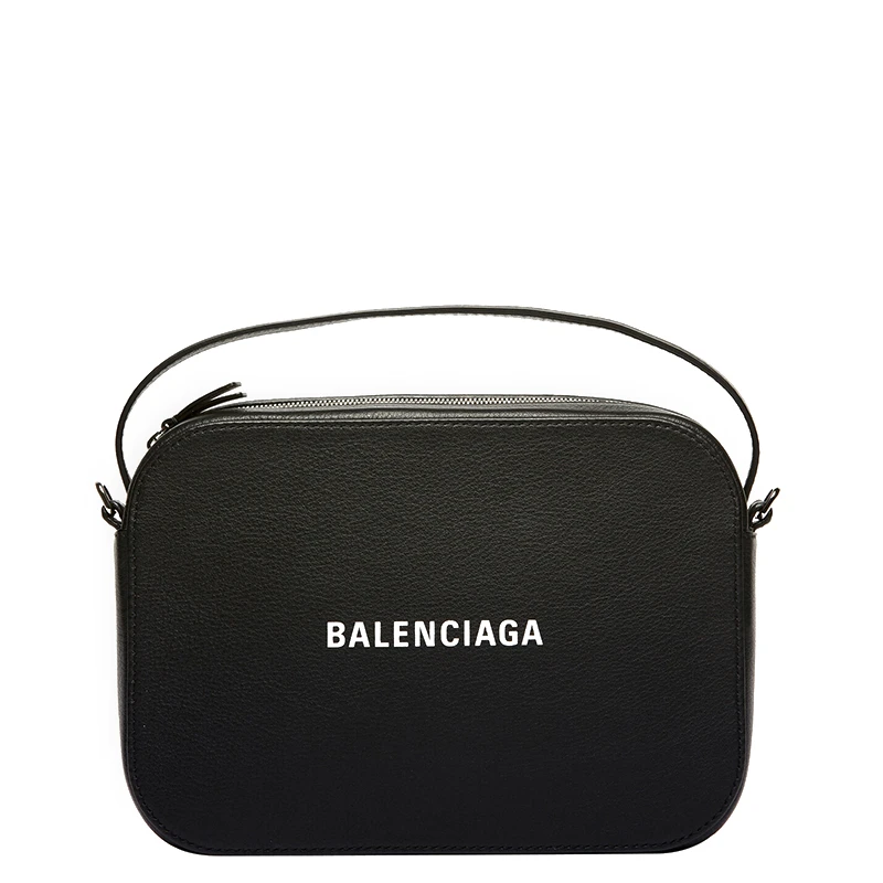 商品Balenciaga|Balenciaga/巴黎世家 新款 EVERYDAY系列 女士小号黑色天然粒面小牛皮徽标拉链单肩相机包608654DLQ4N1000,价格¥7458,第1张图片