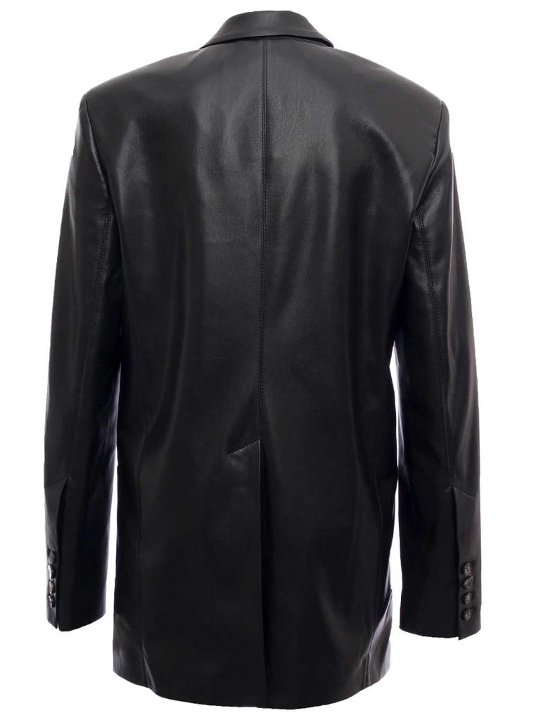 Nanushka Black Single Breastedvegan Leather Blazer商品第2张图片规格展示