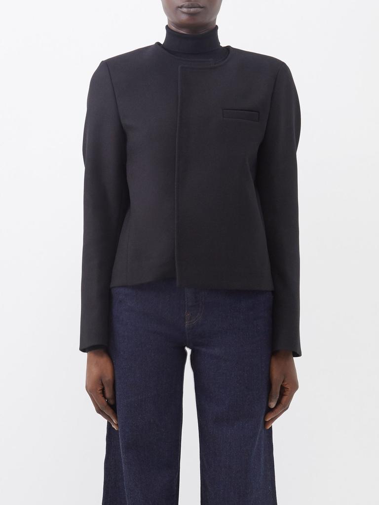 Collarless wool-twill jacket商品第1张图片规格展示