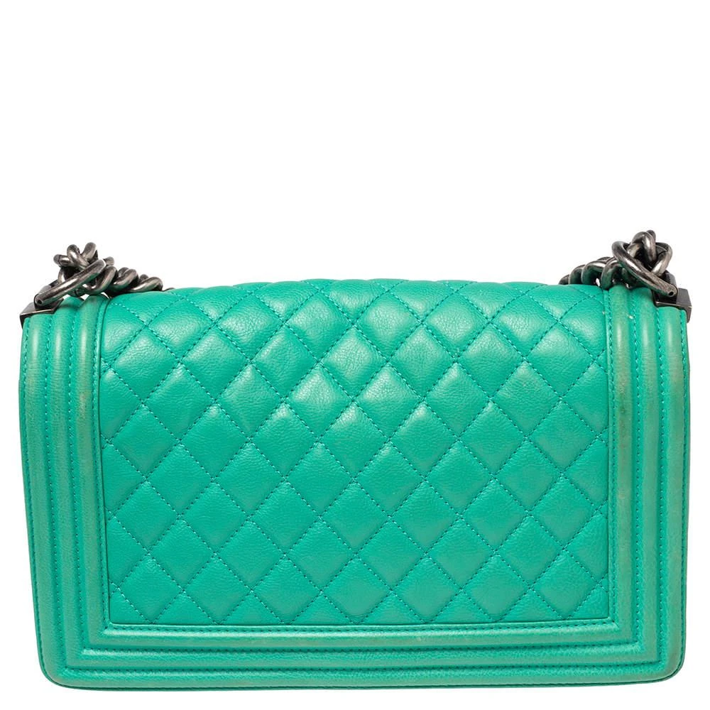 商品[二手商品] Chanel|Chanel Green Quilted Leather Medium Boy Flap Bag,价格¥27242,第4张图片详细描述