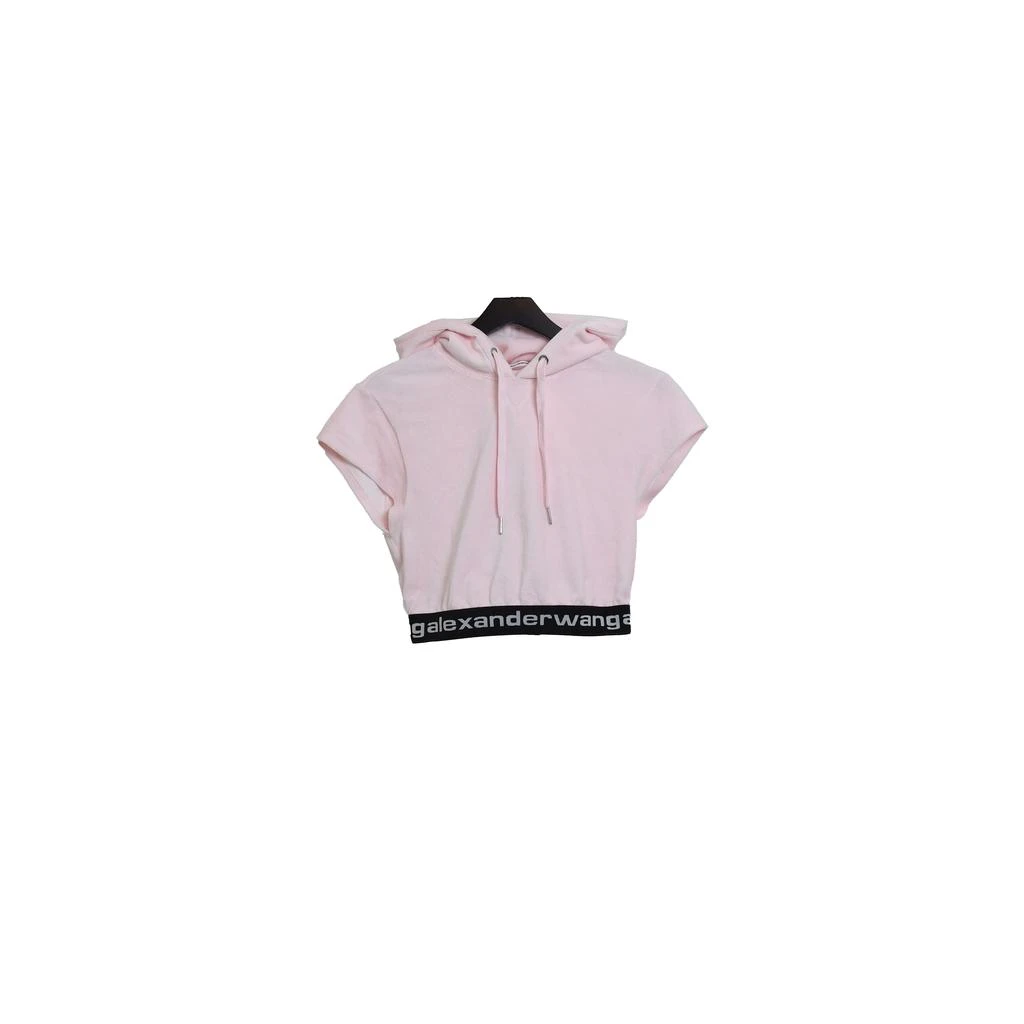 商品Alexander Wang|Alexander Wang Stretch Corduroy Cap Sleeve Hoodie W/Logo Elastic Pink,价格¥2080,第1张图片