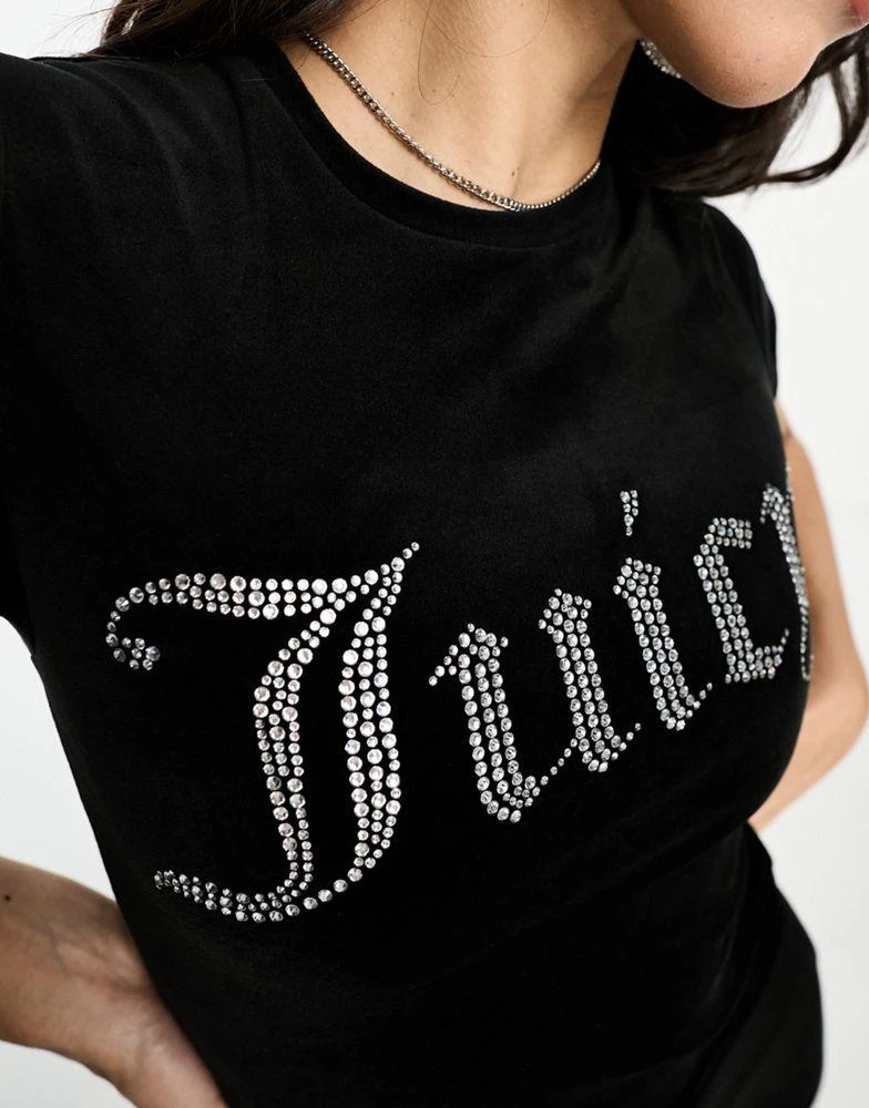 商品Juicy Couture|Juicy Couture velour t-shirt in black,价格¥427,第2张图片详细描述