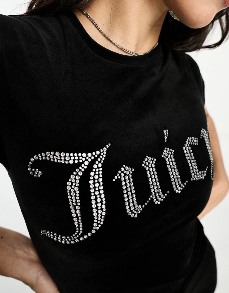 商品Juicy Couture|Juicy Couture velour t-shirt in black,价格¥442,第2张图片详细描述