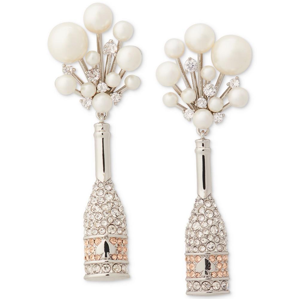 Silver-Tone Cheers to That Imitation Pearl Champagne Drop Earrings商品第1张图片规格展示