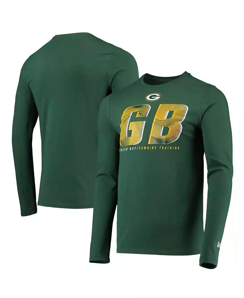 商品New Era|Men's Green Green Bay Packers Combine Authentic Static Abbreviation Long Sleeve T-shirt,价格¥264,第1张图片