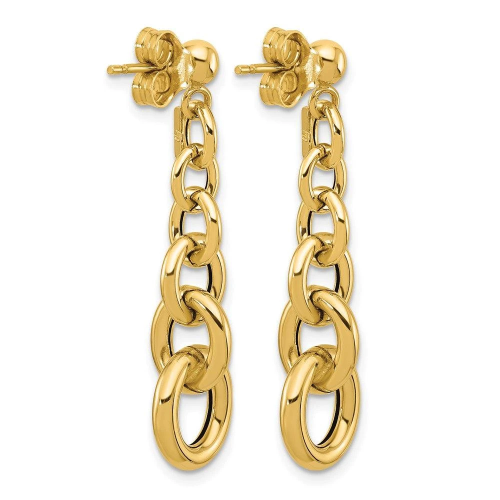 商品Diamond2Deal|14K Yellow Gold Fancy Circle Link Drop Dangle Earrings,价格¥6838,第4张图片详细描述