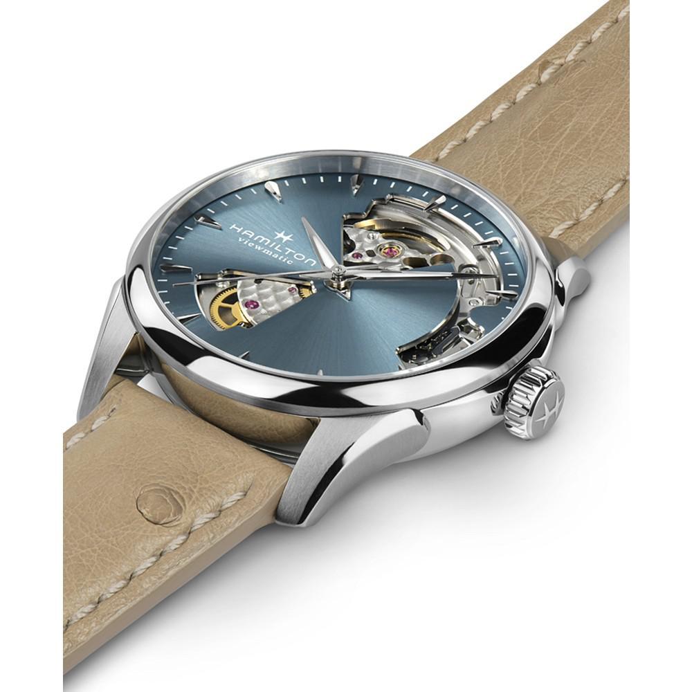 商品Hamilton|Women's Swiss Automatic Jazzmaster Open Heart Beige Leather Strap Watch 36mm,价格¥7446,第5张图片详细描述