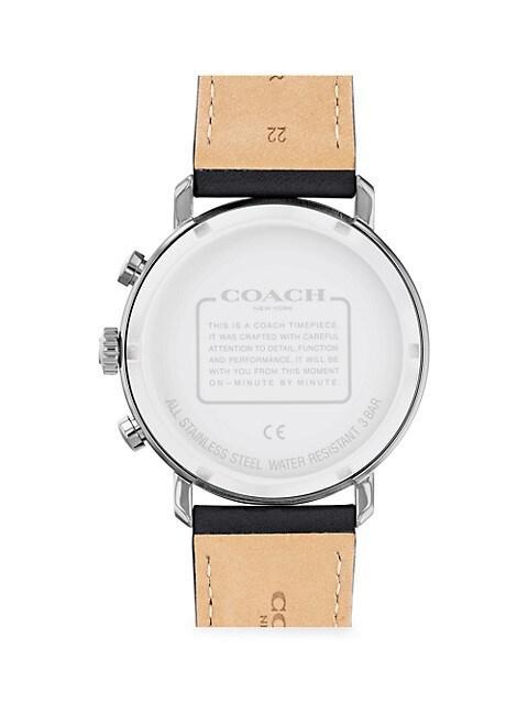 商品Coach|Harrison Stainless Steel Leather Strap Watch,价格¥1515,第6张图片详细描述