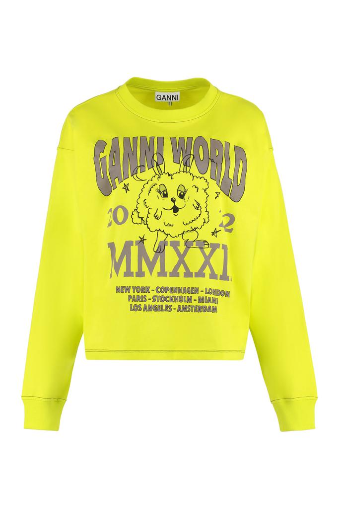 Ganni Long Sleeve Cotton T-shirt商品第1张图片规格展示