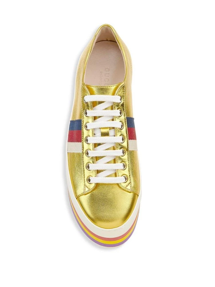 商品Gucci|Peggy Metallic Leather Rainbow Platform Sneakers,价格¥4003,第4张图片详细描述