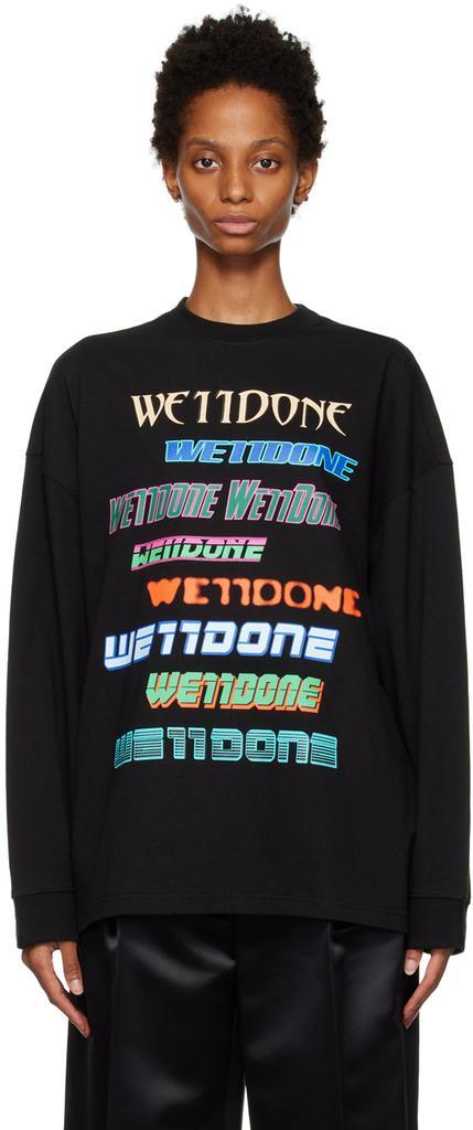 商品We11done|Black Multi Long Sleeve T-Shirt,价格¥804,第1张图片