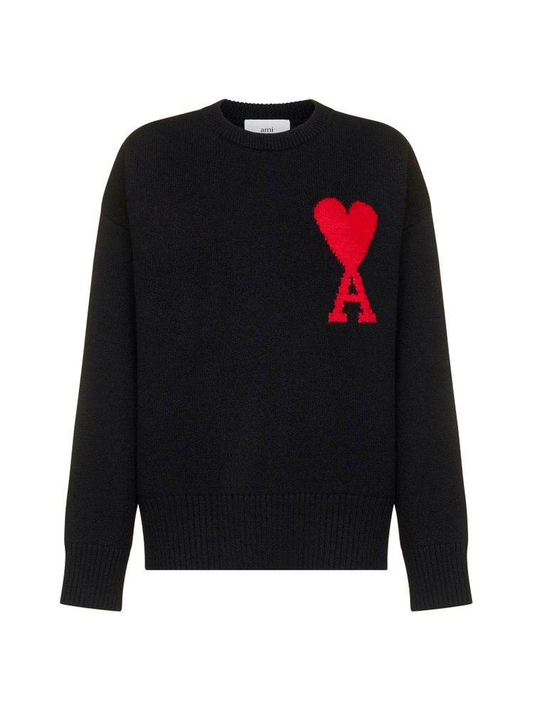 AMI Paris Logo Intarsia Crewneck Knitted Jumper商品第1张图片规格展示