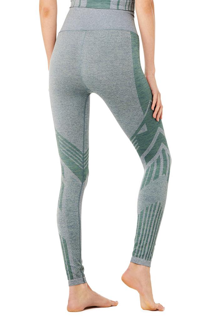 7/8 High-Waist Seamless Tempo Legging - Blue Haze Heather/Sprout Heather商品第2张图片规格展示