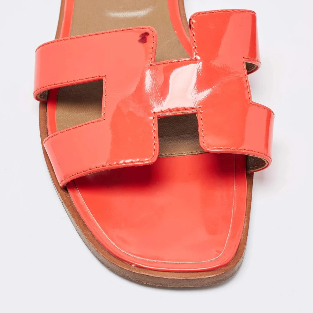 Hermes Red Patent Leather Oran Flat Slides Size 38 商品