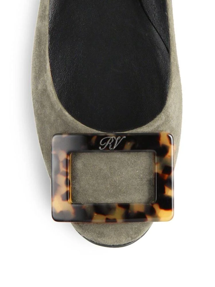 商品Roger Vivier|Gommette Tortoiseshell-Buckle Suede Ballet Flats,价格¥4693,第3张图片详细描述