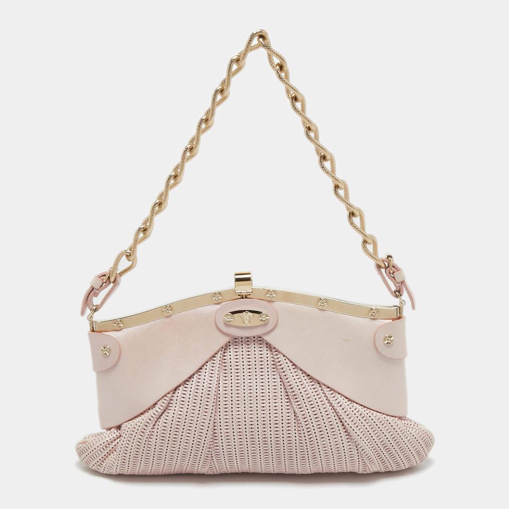 Versace Pink Fabric Mirror Frame Chain Shoulder Bag商品第4张图片规格展示