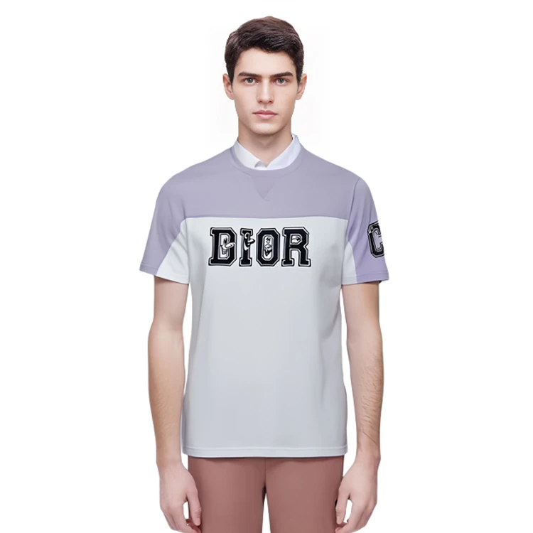 商品[国内直发] Dior|迪奥 x KENNY SCHARF 联名款 拼色Logo圆领平纹针织短袖T恤 男款 白色,价格¥3116,第11张图片详细描述