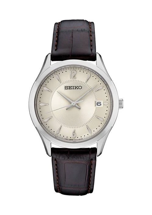 商品Seiko|%09  39 Millimeter Quartz Stainless Steel Patterned Dial Watch,价格¥1150,第1张图片