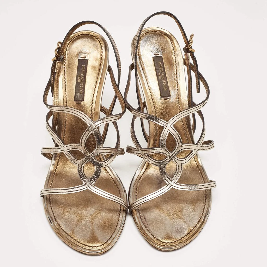 商品[二手商品] Louis Vuitton|Louis Vuitton Metallic Leather Strappy Sandals Size 37.5,价格¥1340,第3张图片详细描述