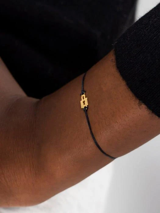 商品BUNNY MON AMOUR|Vitamin Gold Cord Bracelet Black Lock 14K,价格¥1171,第1张图片