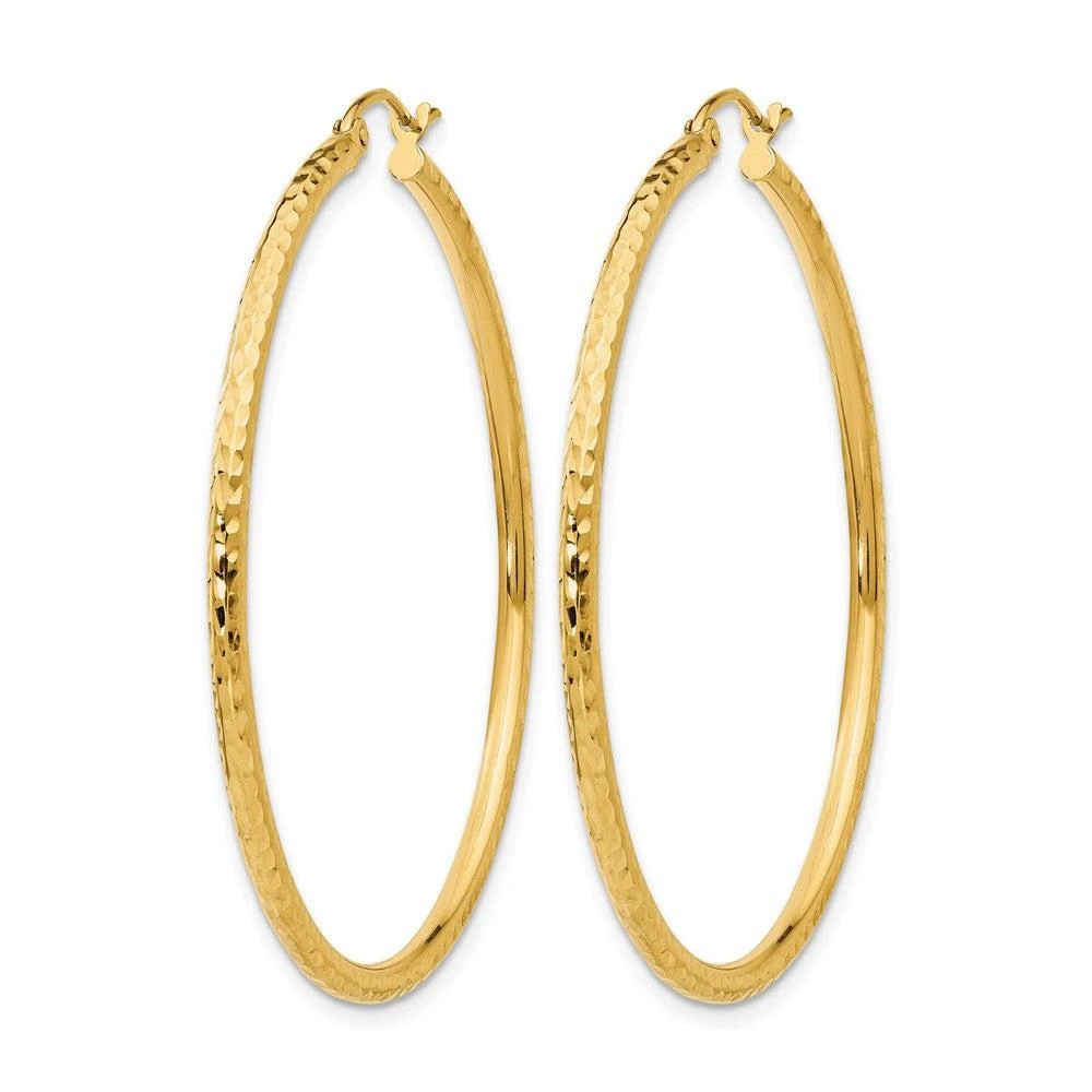 商品Diamond2Deal|14k Yellow Gold Diamond-cut 2x45mm Round Tube Hoop Earrings,价格¥5397,第2张图片详细描述