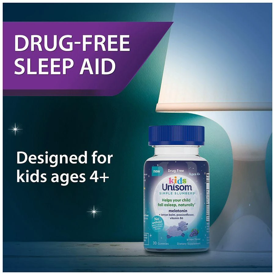 商品Unisom|Simple Slumbers Kids Drug-Free Melatonin Gummies Grape,价格¥75,第5张图片详细描述