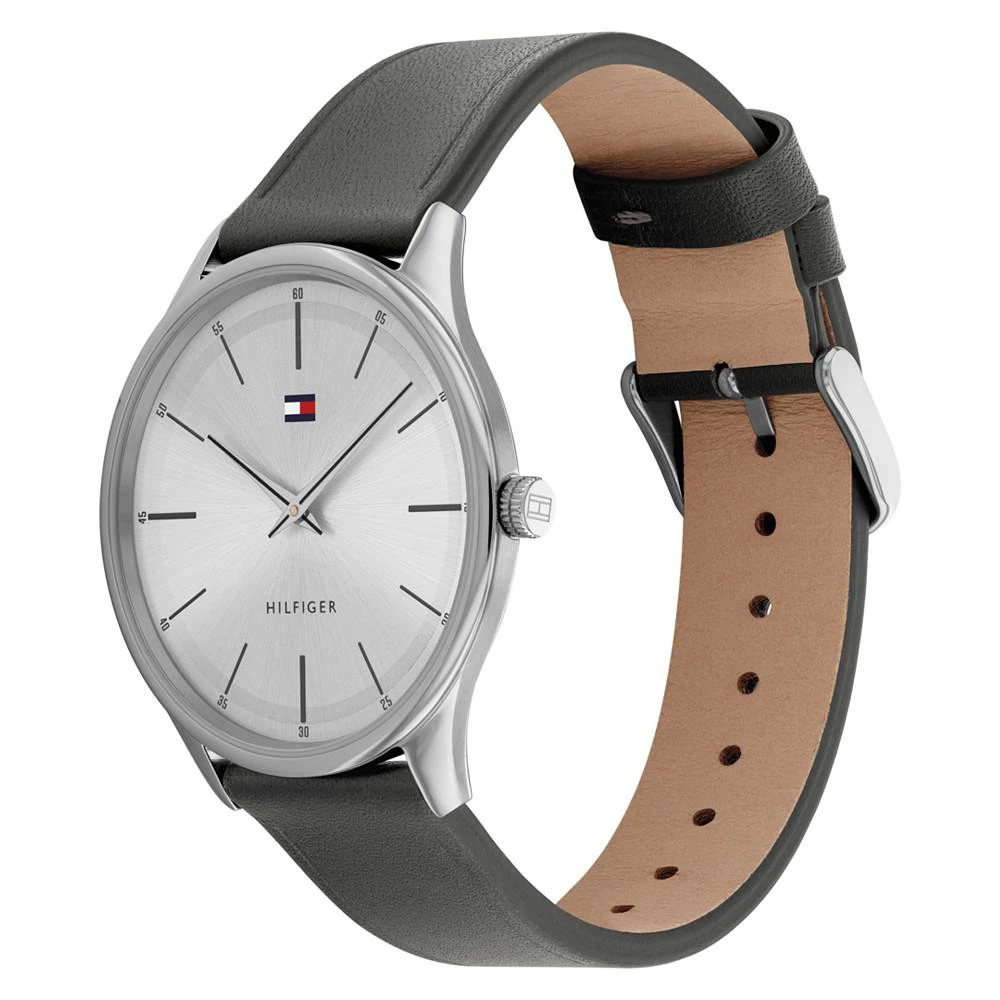 商品Tommy Hilfiger|Men's Gray Leather Strap Watch 40mm,价格¥648,第2张图片详细描述