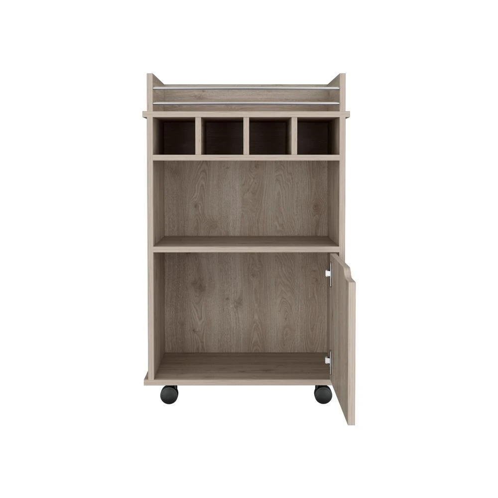 商品Depot E-Shop|35" H Bar Cart with Two Shelves four Wine Cubbies and One Cabinet,Light Pine,价格¥1806,第2张图片详细描述