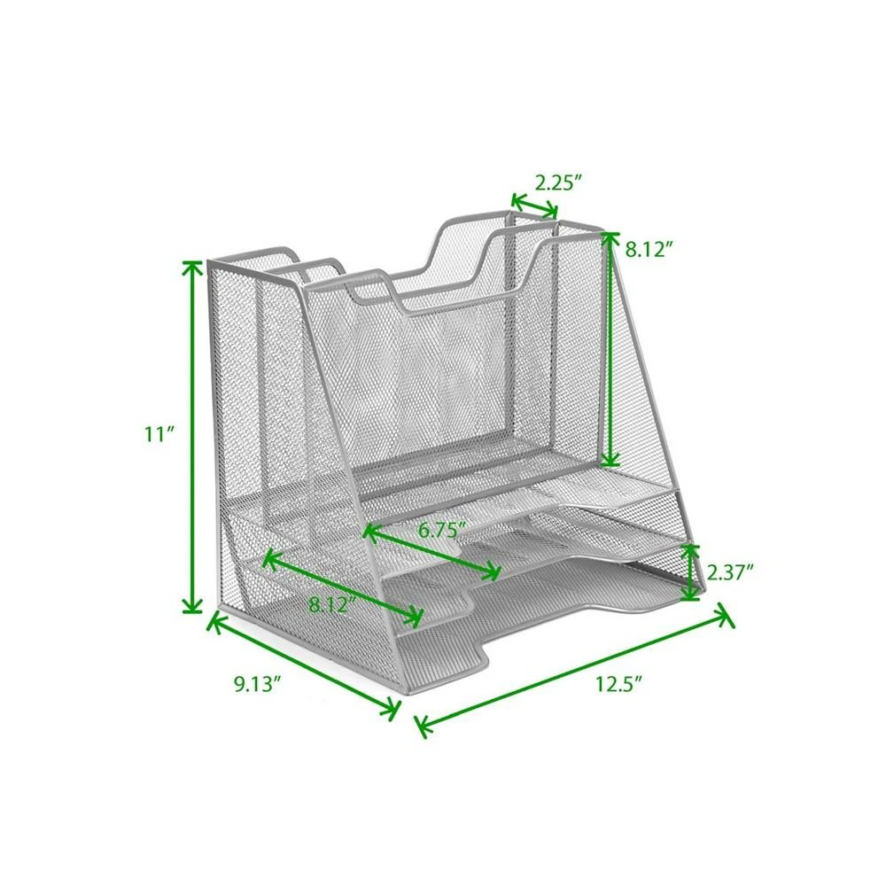 商品Mind Reader|Mesh Desk Organizer 5 Trays Desktop Document Letter Tray for Folders, Mail, Stationary, Desk Accessories,价格¥363,第4张图片详细描述