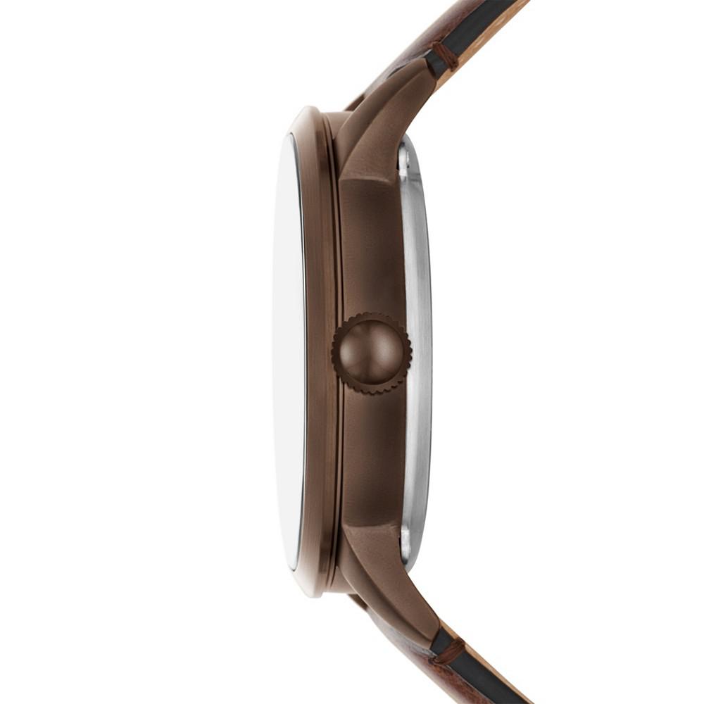 Men's Townsman Brown Leather Strap Watch, 44mm商品第2张图片规格展示