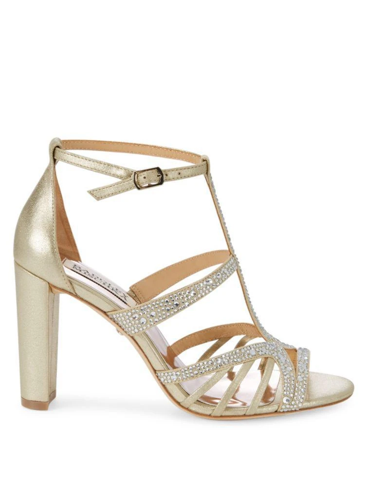 商品Badgley Mischka|Hewitt Embellished Leather T-Strap Sandals,价格¥789,第5张图片详细描述