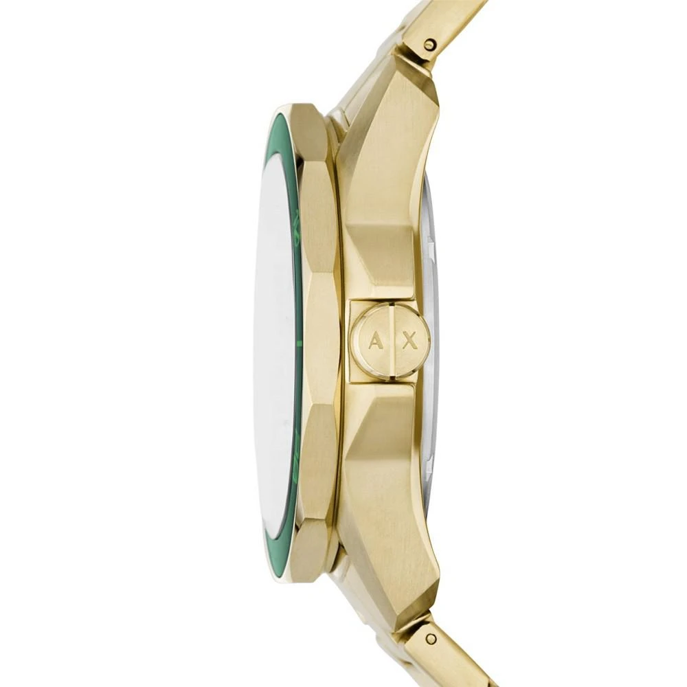 商品Armani Exchange|Men's Quartz Three Hand Date Gold-tone Stainless Steel Watch 44mm,价格¥1620,第2张图片详细描述