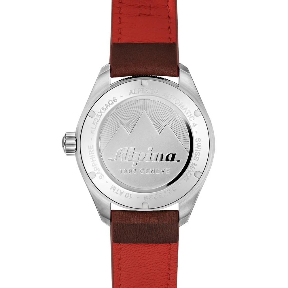 商品Alpina|Men's Swiss Automatic Alpiner 4 Brown Leather Strap Watch 44mm,价格¥11258,第4张图片详细描述